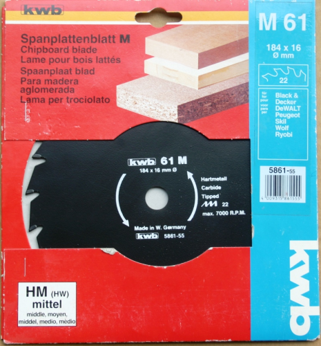 kwb 184er Spanplatten-Kreissägeblatt M 61